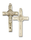 St Benedict Crucifix Pendant - 14kt Gold 2 Sizes St Benedict Crucifix Pendant - 14kt Gold 2 Sizes