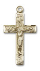Large Embellished Crucifix Pendant - 14kt Gold 1 1/4 x 3/4 0652 Large Embellished Crucifix Pendant - 14kt Gold 1 1/4 x 3/4 0652