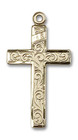 Large Embellished Cross Pendant - 14kt Gold 1 1/4 x 5/8 0652Y Large Embellished Cross Pendant - 14kt Gold 1 1/4 x 5/8 0652Y
