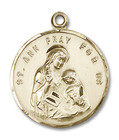 St Ann Medal - 14kt Gold 7/8 x 3/4 Round Pendant 0701A St Ann Medal - 14kt Gold 7/8 x 3/4 Round Pendant 0701A
