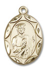 Large Embellished St Jude Medal - 14kt Gold 1 x 5/8 Oval Pendant 0801J Large Embellished St Jude Medal - 14kt Gold 1 x 5/8 Oval Pendant 0801J