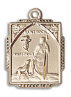 St Roch Medal - 14kt Gold 3/4 x 1/2 Rectangular Pendant 0804RH
