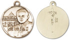 Large St John Paul II Vatican Medal - 14kt Gold 1 x 7/8 Round Pendant 1013