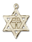 Star of David with Cross Pendant - 14kt Gold 2 Sizes Star of David with Cross Pendant - 14kt Gold 2 Sizes