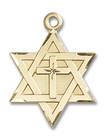 Large Star of David with Cross Pendant - 14kt Gold 1 1/4 x 7/8 1212Y Large Star of David with Cross Pendant - 14kt Gold 1 1/4 x 7/8 1212Y