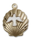 Holy Spirit on a Shell Pendant - 14kt Gold 3/4 x 5/8 1259 Holy Spirit on a Shell Pendant - 14kt Gold 3/4 x 5/8 1259