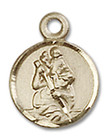 St Christopher Medal Charm - 14kt Gold Round Pendant 2343 St Christopher Medal Charm - 14kt Gold Round Pendant 2343