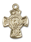 5-Way Holy Spirit Medal - 14kt Gold 5/8 x 3/8 Pendant 3145