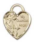 Heart Shaped Guardian Angel Pendant - 14kt Gold 3/4 x 5/8 3202 Heart Shaped Guardian Angel Pendant - 14kt Gold 3/4 x 5/8 3202