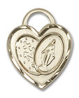 Heart Shaped Miraculous Medal Pendant - 14kt Gold 3/4 x 5/8 3212 Heart Shaped Miraculous Medal Pendant - 14kt Gold 3/4 x 5/8 3212