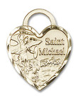 Large St Michael Heart Pendant - 14kt Gold 1 x 3/4 3303 Large St Michael Heart Pendant - 14kt Gold 1 x 3/4 3303