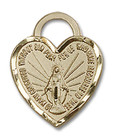 Heart Shaped Miraculous Medal - 14kt Gold 5/8 x 1/2 Pendant 3401 Heart Shaped Miraculous Medal - 14kt Gold 5/8 x 1/2 Pendant 3401