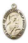 Our Lady of Perpetual Help Medal - 14kt Gold 3/4 x 1/2 Oval Pendant 3982 Our Lady of Perpetual Help Medal - 14kt Gold 3/4 x 1/2 Oval Pendant 3982