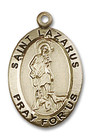 St Lazarus Medal - 14kt Gold 3/4 x 1/2 Oval Pendant 3990 St Lazarus Medal - 14kt Gold 3/4 x 1/2 Oval Pendant 3990