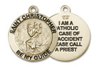 St Christopher I Am Catholic Medal - 14kt Gold 7/8 x 7/8 Round Pendant 4074SS St Christopher I Am Catholic Medal - 14kt Gold 7/8 x 7/8 Round Pendant 4074SS