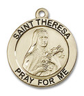 Large St Theresa Medal - 14kt Gold 1 x 7/8 Round Pendant 4087 Large St Theresa Medal - 14kt Gold 1 x 7/8 Round Pendant 4087