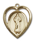 Cut Out Heart Shaped Divine Mercy Pendant - 14kt Gold 5/8 x 1/2 4119 Cut Out Heart Shaped Divine Mercy Pendant - 14kt Gold 5/8 x 1/2 4119