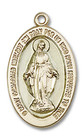 Blue Miraculous Medal Blue 14kt Gold Oval Pendant 2 Sizes