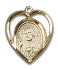 Cut Out Heart Shaped Scapular Pendant - 14kt Gold 5/8 x 1/2 4126 Cut Out Heart Shaped Scapular Pendant - 14kt Gold 5/8 x 1/2 4126