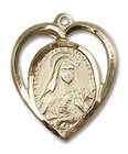 Cut out Heart Shaped St Theresa Pendant - 14kt Gold 5/8 x 1/2 4130 Cut out Heart Shaped St Theresa Pendant - 14kt Gold 5/8 x 1/2 4130