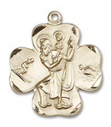 Large St Christopher Shamrock Sports Pendant - 14kt Gold 1 x 7/8 4136 Large St Christopher Shamrock Sports Pendant - 14kt Gold 1 x 7/8 4136