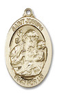 Large St Joseph Medal - 14kt Gold 1 1/8 x 5/8 Oval Pendant 4145K