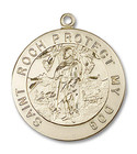 Large St Roch Protect My Dog Medal - 14kt Gold 1 1/8 x 1 Round Pendant 4270 Large St Roch Protect My Dog Medal - 14kt Gold 1 1/8 x 1 Round Pendant 4270
