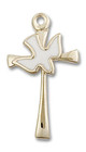 White Inlay Holy Spirit Cross Pendant - 14kt Gold 7/8 x 1/2 5229W White Inlay Holy Spirit Cross Pendant - 14kt Gold 7/8 x 1/2 5229W
