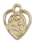 Cut Out Heart Shaped St Ann Pendant Charm - 14kt Gold 5405 Cut Out Heart Shaped St Ann Pendant Charm - 14kt Gold 5405