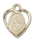 Cut Out Heart Shaped St Ann Pendant Charm - 14kt Gold 5414 Cut Out Heart Shaped St Ann Pendant Charm - 14kt Gold 5414