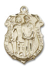 St Michael Police Shield Pendant - 14kt Gold 2 Sizes