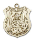 St Michael Police Shield Medal - 14kt Gold Pendant 3 Sizes St Michael Police Shield Medal - 14kt Gold Pendant 3 Sizes