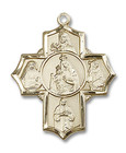 Large Our Lady of Mount Carmel Multi-Saint 5-Way Medal - 14kt Gold 1 1/4 x 1 Pendant 5702 Large Our Lady of Mount Carmel Multi-Saint 5-Way Medal - 14kt Gold 1 1/4 x 1 Pendant 5702