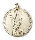 St Bernadette Soubirous Medal - 14kt Gold Round Pendant 2 Sizes St Bernadette Soubirous Medal - 14kt Gold Round Pendant 2 Sizes