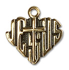 Heart of Jesus Cross Pendant Charm - 14kt Gold 6041 Heart of Jesus Cross Pendant Charm - 14kt Gold 6041