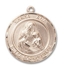 Santa Ana Medal - 14kt Gold Round Pendant 2 Sizes