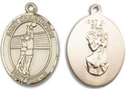 St Christopher Volleyball Medal - 14kt Gold Oval Pendant 3 Sizes St Christopher Volleyball Medal - 14kt Gold Oval Pendant 3 Sizes
