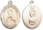 St Christopher Softball Medal - 14kt Gold Oval Pendant 3 Sizes St Christopher Softball Medal - 14kt Gold Oval Pendant 3 Sizes