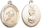 St Christopher Soccer Medal - 14kt Gold Oval Pendant 3 Sizes St Christopher Soccer Medal - 14kt Gold Oval Pendant 3 Sizes