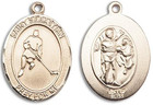 St Sebastian Ice Hockey Medal - 14kt Gold Oval Pendant 3 Sizes St Sebastian Ice Hockey Medal - 14kt Gold Oval Pendant 3 Sizes