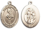 St Sebastian Simple Dance Medal - 14kt Gold Oval Pendant 3 Sizes St Sebastian Simple Dance Medal - 14kt Gold Oval Pendant 3 Sizes