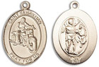 St Sebastian Motorcycle Medal - 14kt Gold Oval Pendant 3 Sizes St Sebastian Motorcycle Medal - 14kt Gold Oval Pendant 3 Sizes