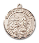 Virgen De Lourdes Medal - 14kt Gold Round Pendant 2 Sizes Virgen De Lourdes Medal - 14kt Gold Round Pendant 2 Sizes