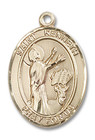 St Kenneth Medal - 14kt Gold Oval Pendant 3 Sizes St Kenneth Medal - 14kt Gold Oval Pendant 3 Sizes