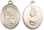 St Sebastian Basketball Medal - 14kt Gold Oval Pendant 2 Sizes St Sebastian Basketball Medal - 14kt Gold Oval Pendant 2 Sizes