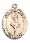 St Christopher Simple Dance Medal - 14kt Gold Oval Pendant 2 Sizes St Christopher Simple Dance Medal - 14kt Gold Oval Pendant 2 Sizes