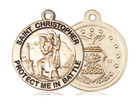 Large St. Christopher Air Force Medal - 14kt Gold 1" x 7/8" Round Pendant (1174) Large St. Christopher Air Force Medal - 14kt Gold 1" x 7/8" Round Pendant (1174)