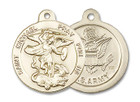 St Michael Army Medal - 14kt Gold 7/8 x 3/4 Round Pendant 0342 St Michael Army Medal - 14kt Gold 7/8 x 3/4 Round Pendant 0342