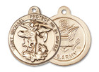 St Michael Army Medal - 14kt Gold 7/8 x 3/4 Round Pendant 0344 St Michael Army Medal - 14kt Gold 7/8 x 3/4 Round Pendant 0344