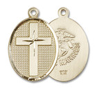 Marines Cross Medal - 14kt Gold 3/4 x 1/2 Oval Pendant 0883